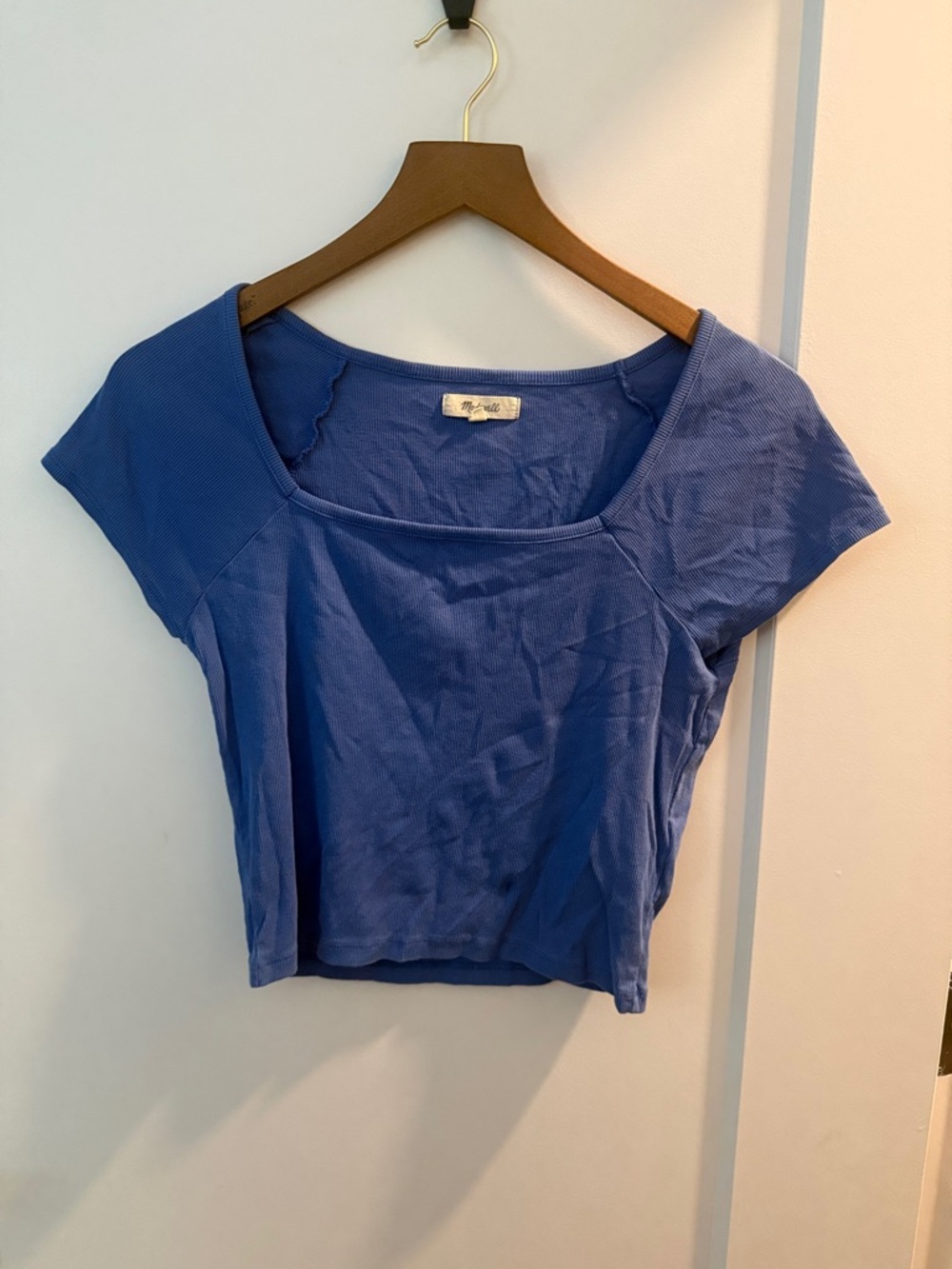 Madewell Square Neck Crop Top in Periwinkle Blue